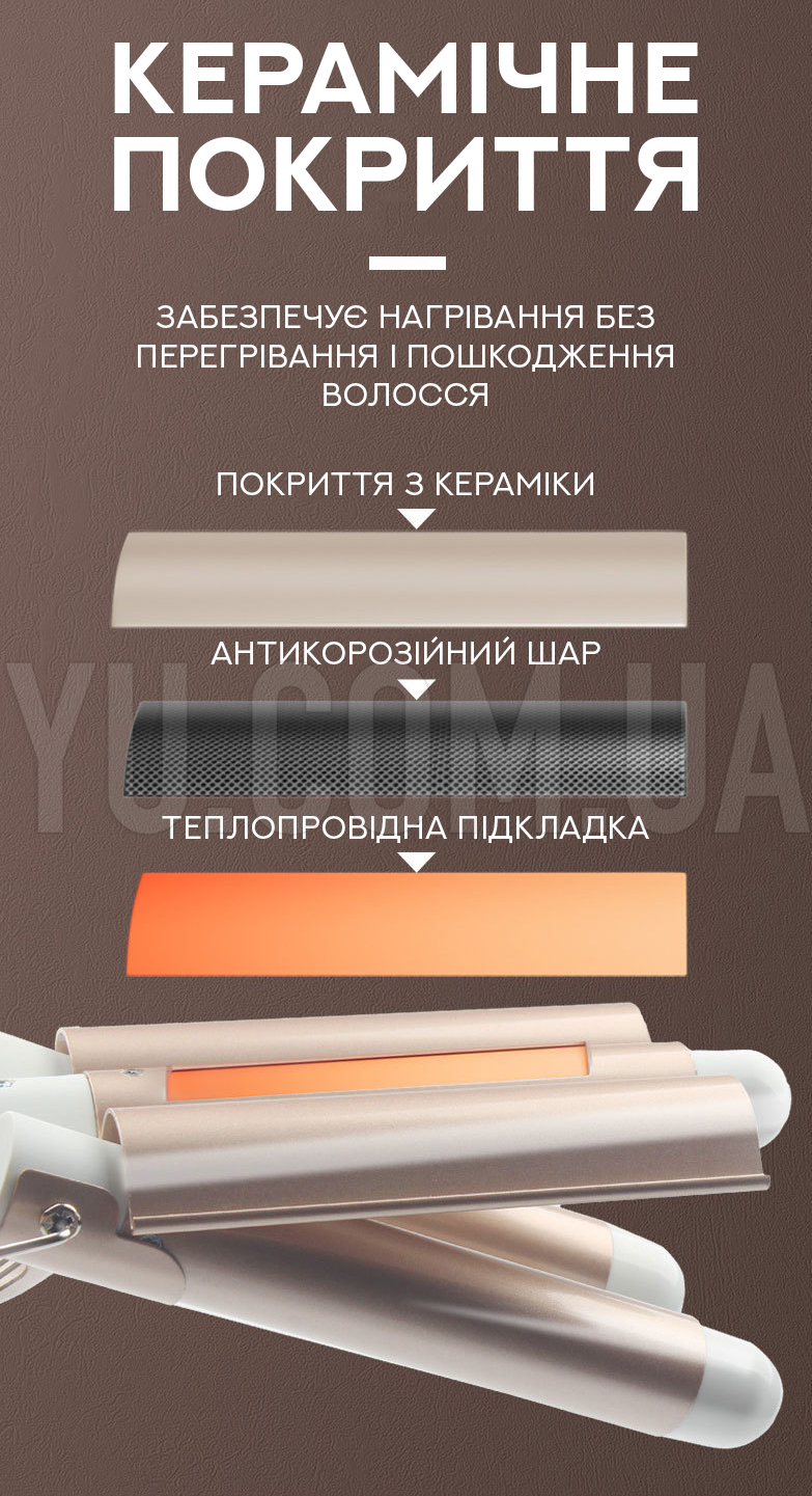 Потрійна плойка-щипці Gemei GM 1956 Потрійна плойка-щипці Gemei GM 1956